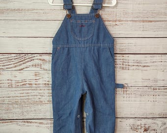 Vintage Jumper / Vintage Baby Overalls / Retro Infant Overall / Denim Overalls / Toddler Outfit / 12M 12 Months 18M 18 Months