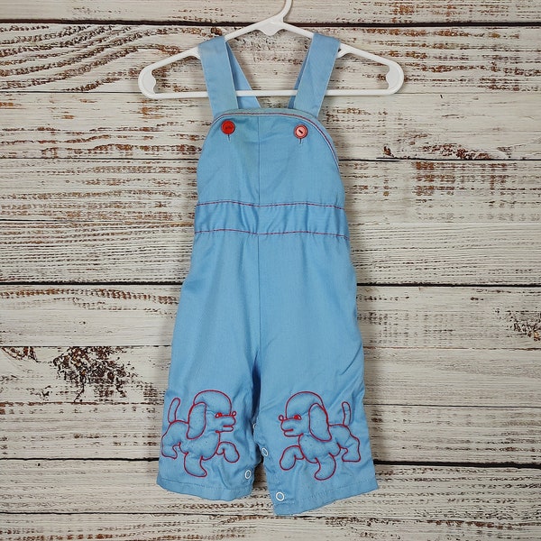 Baby Vintage Blue Overalls / Overall Jumper / 1980s 80s / Infant 6M 6 months 9M 9 Months