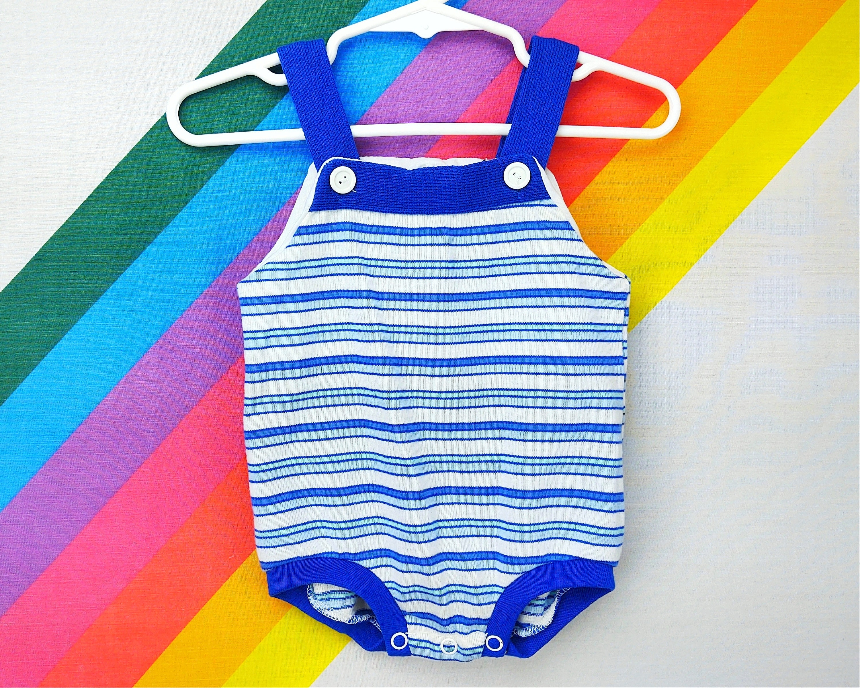 Vintage Baby Jumper  Knit Infant Onesie  Baby Overalls  Baby Outfit  Striped Stripes  0M 3M 3 Months Newborn Infant