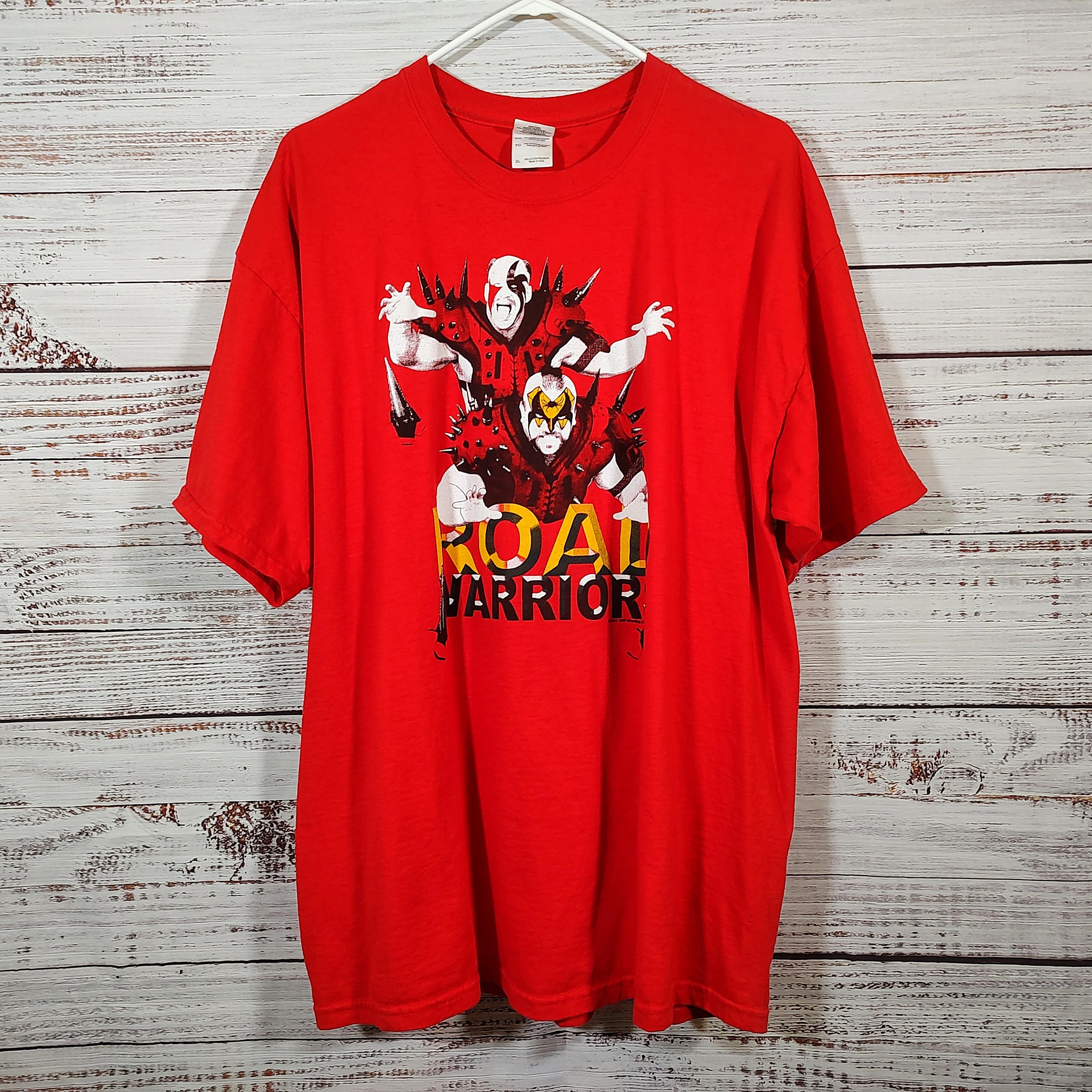 Vintage Red Road Warriors Print T Shirt Extra Large XL / WWE WWF