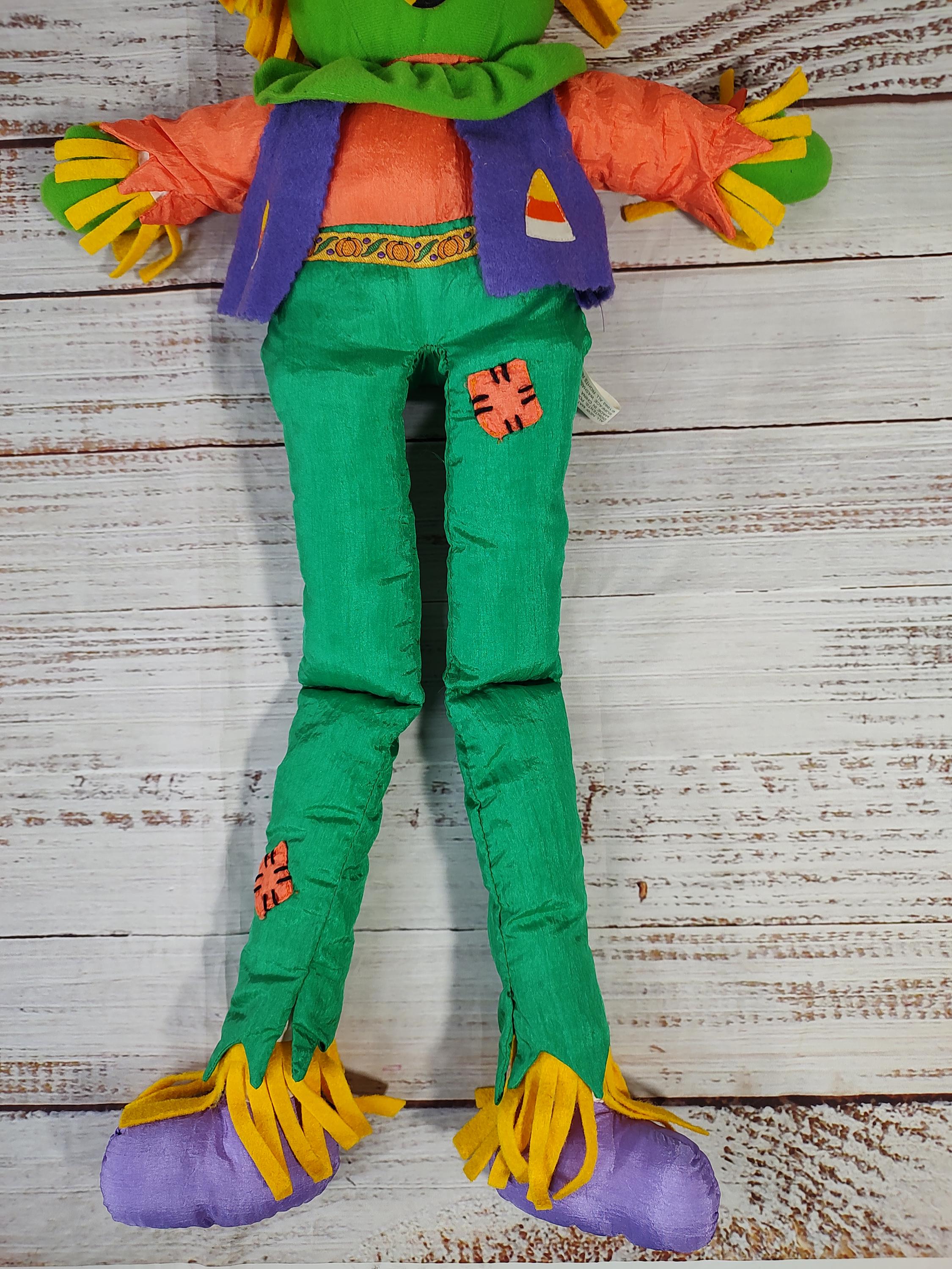 Vintage Halloween Scarecrow Green Witch Puffy Nylon Stuffed Plush