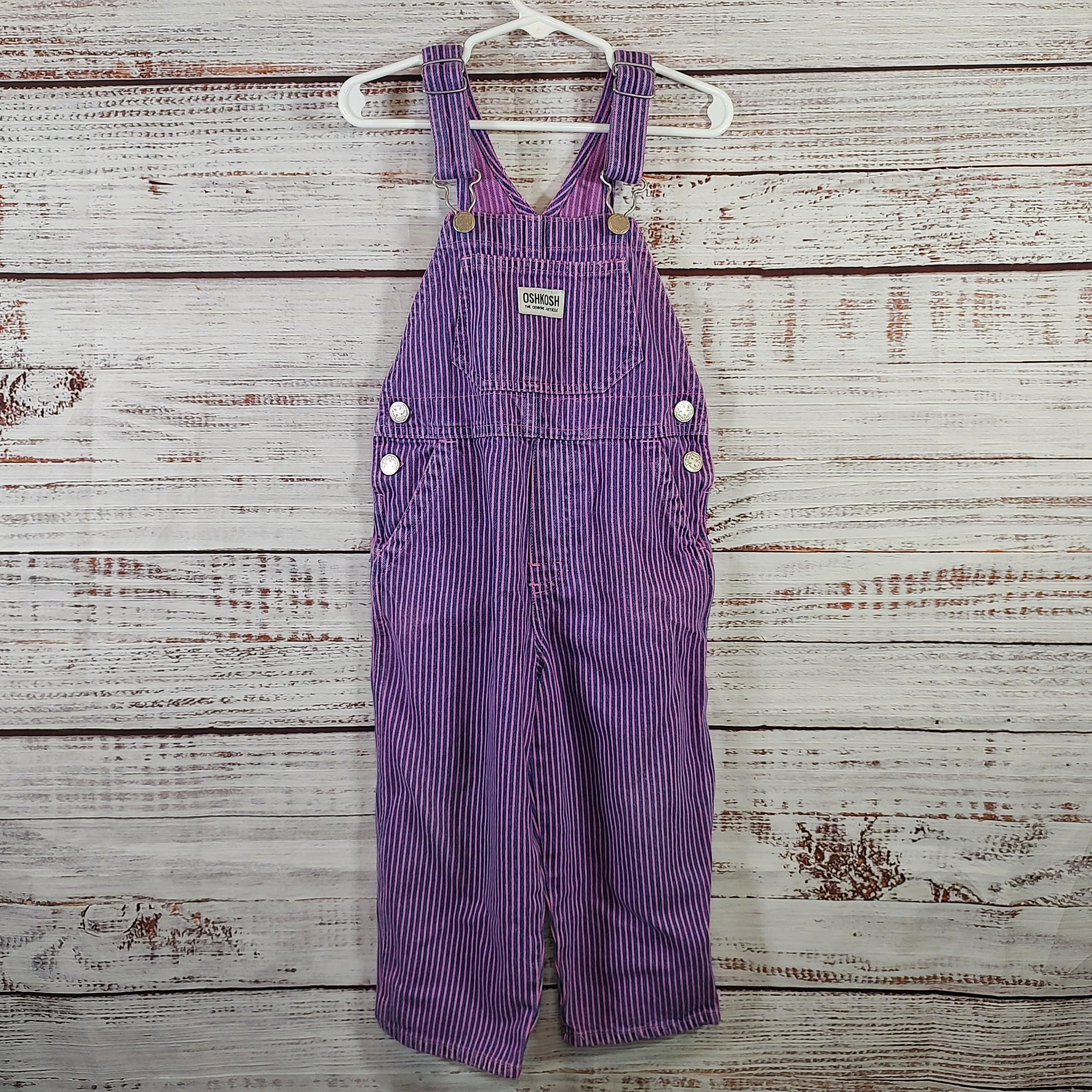 Toddler Vintage Denim Overalls / Purple Pink Osh Kosh Striped