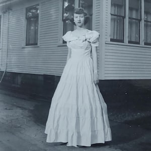 Pretty Young Woman Posing For Christian Prom Long Dress / Art Antique Photography / Original Vintage Photo Snapshot / Found Photo