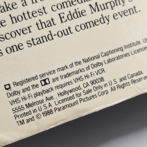 Eddie Murphy Raw VHS / Vintage VHS Tapes / Cartoon Cartoons / 1990s 90s