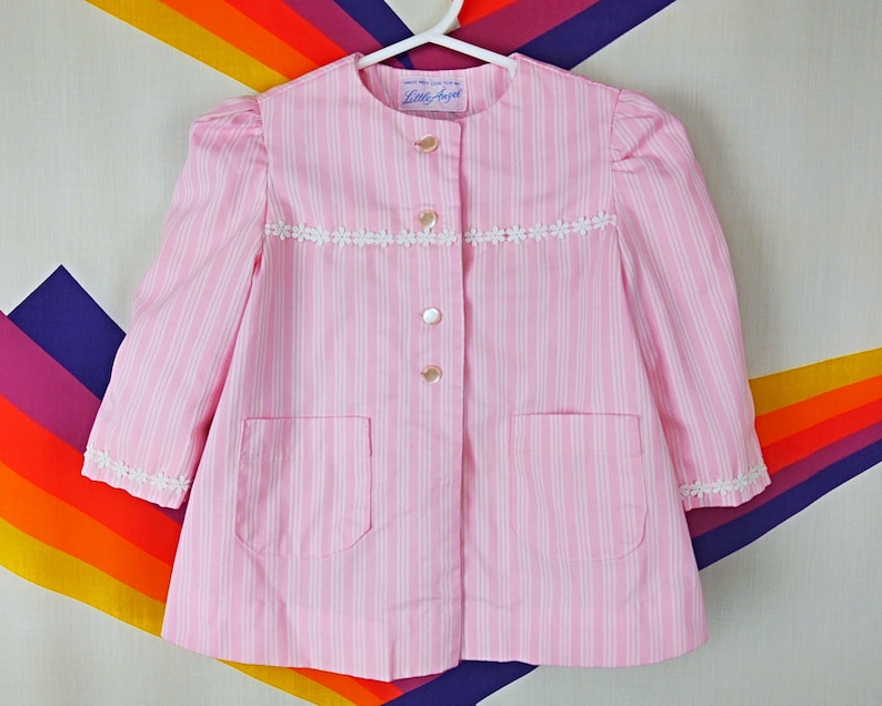 Vintage Toddler Jacket Striped Stripes Girls Coat Toddler Coat Girls Jacket Collared Coat 2T 24M 24 Months