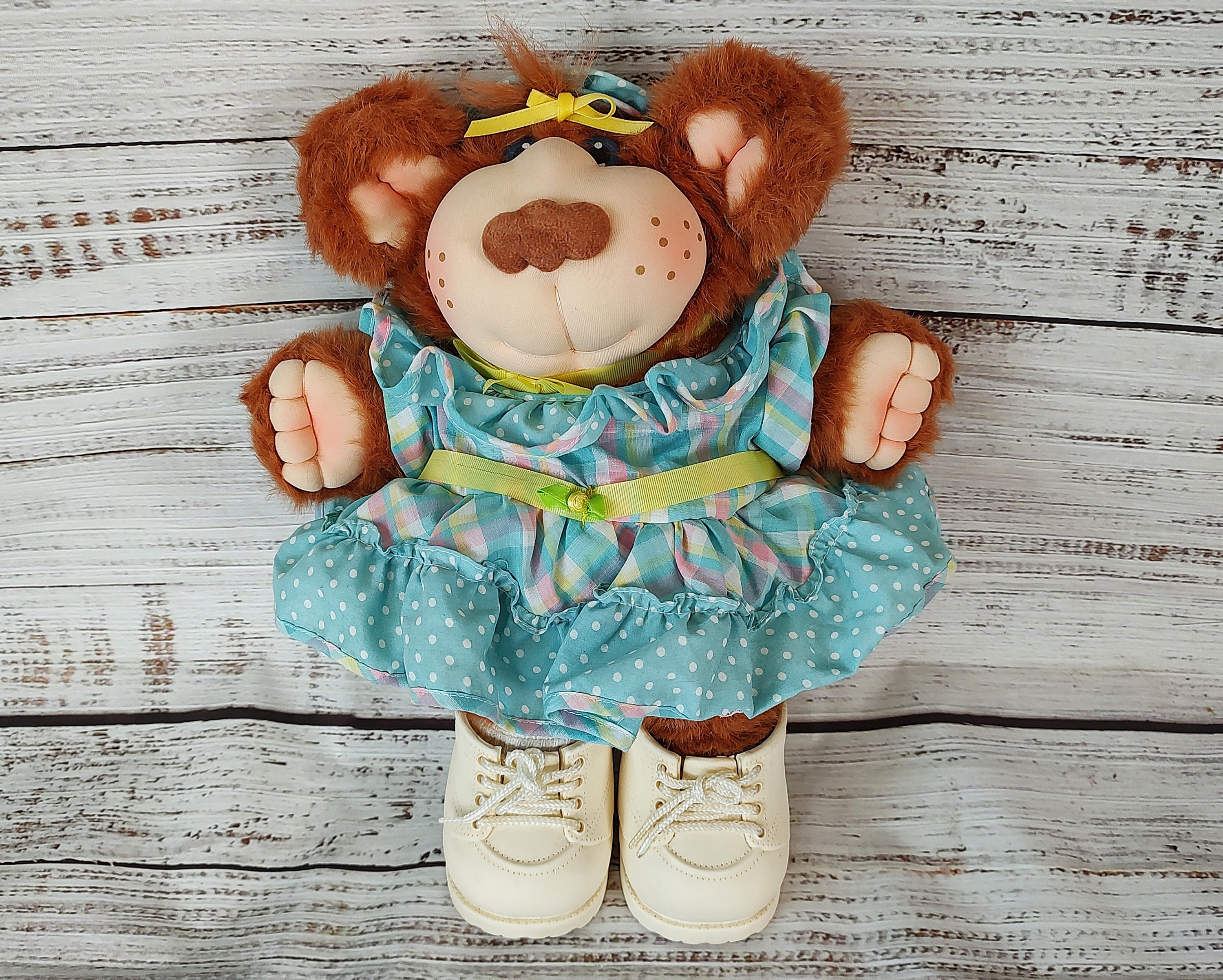 Vintage 1985 Coleco Furskins Bear Junie Mae Plush Bear Cabbage Patch Kids Xavier Roberts Bears 1980s 80s Etsy