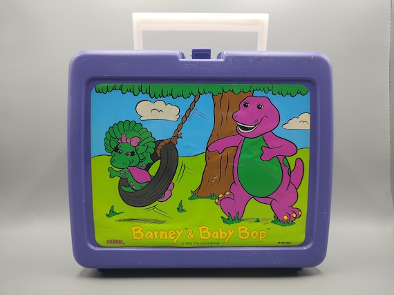 Barney & Baby Bop 1992 Vintage Purple Lunch Box T… - image 2