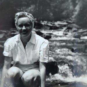 Pretty Young Woman at the Creek Nature / Art Antique Photography / Original Vintage Photo Snapshot / Found Photo