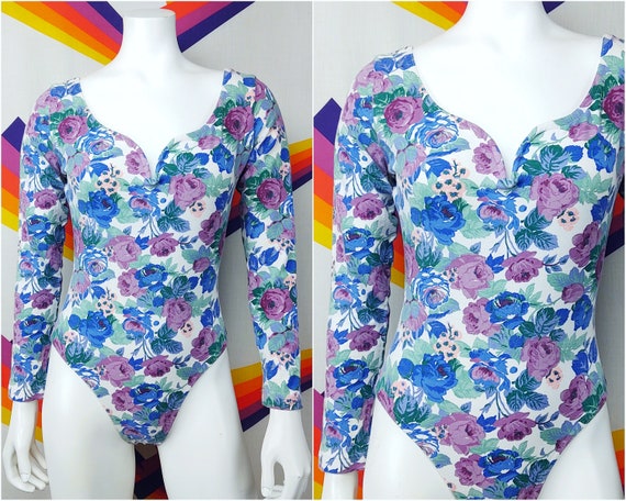 | Vtg 80s 90s Ribbon Lace Cream Grunge Leotard size M L