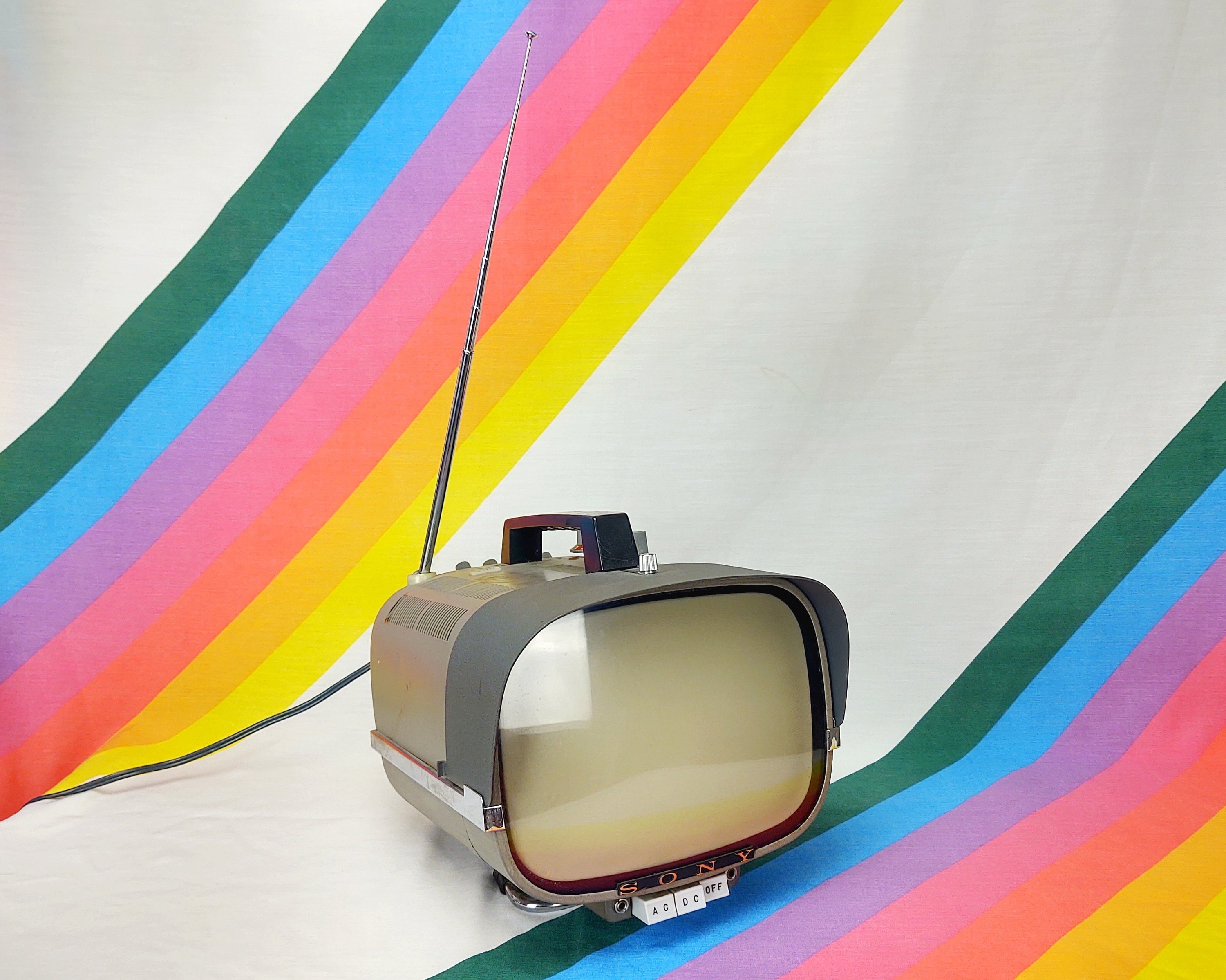Mid Century Sony TV8-301 Portable Television With Cord / 1960 TV