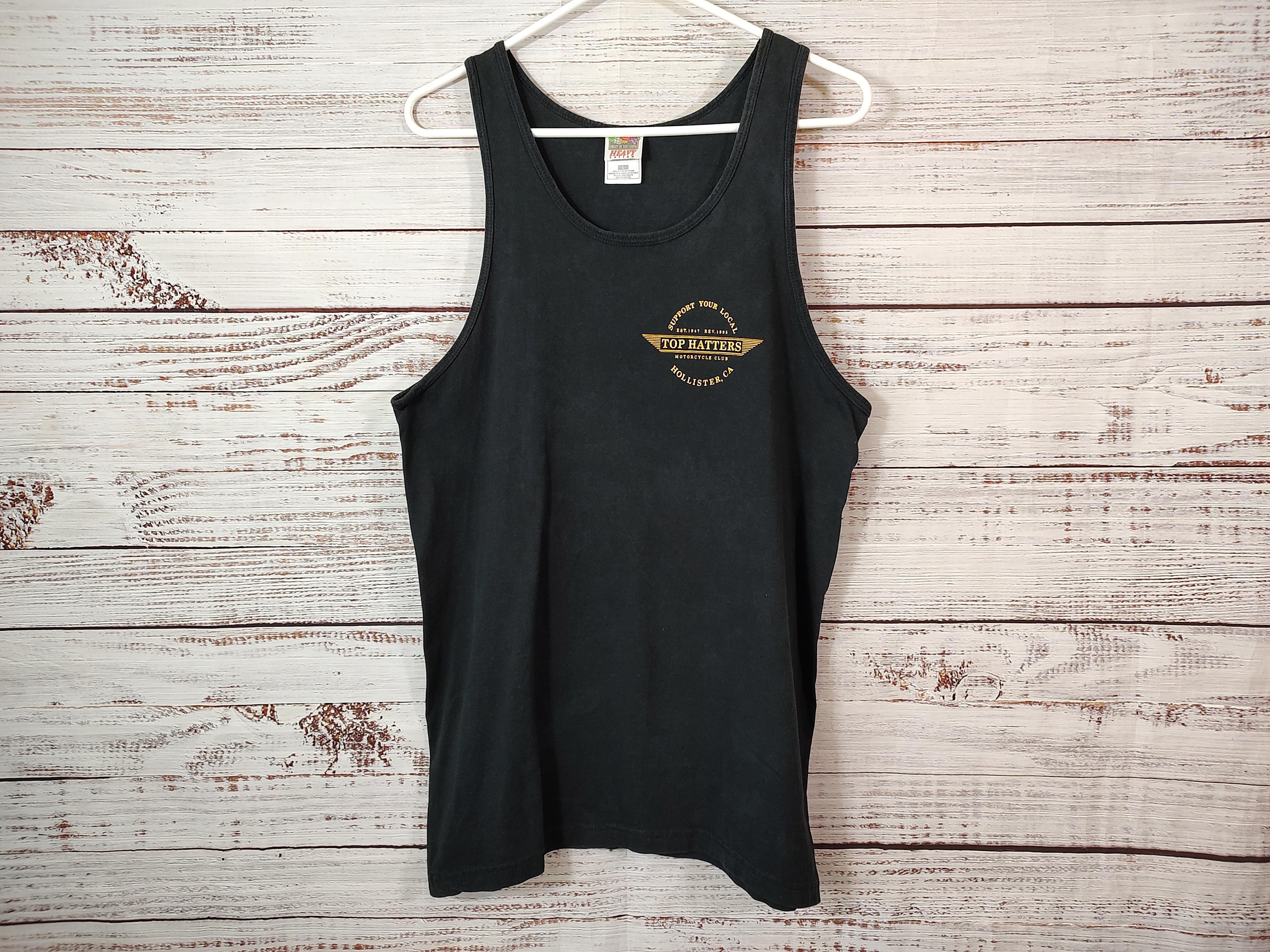 Vintage Tank Top Shirt Retro Skeleton Skull Motorcycle Club