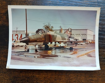 Military Fighter Jet Korean War Airplane / Antique Photography / Original Vintage Photo Snapshot / Found Photo