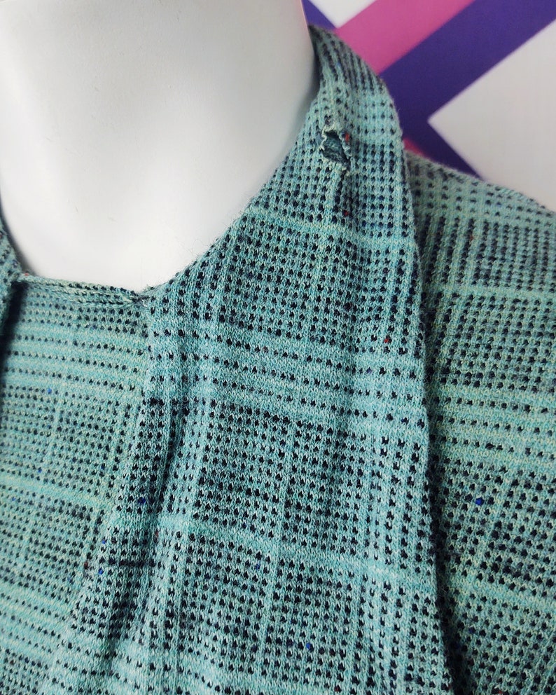 Vintage Dress / 60s 1960s / Retro Dress / Mod Dress / Blue Black Plaid Dress / Secretary Dress / Small S Extra Small XS image 3