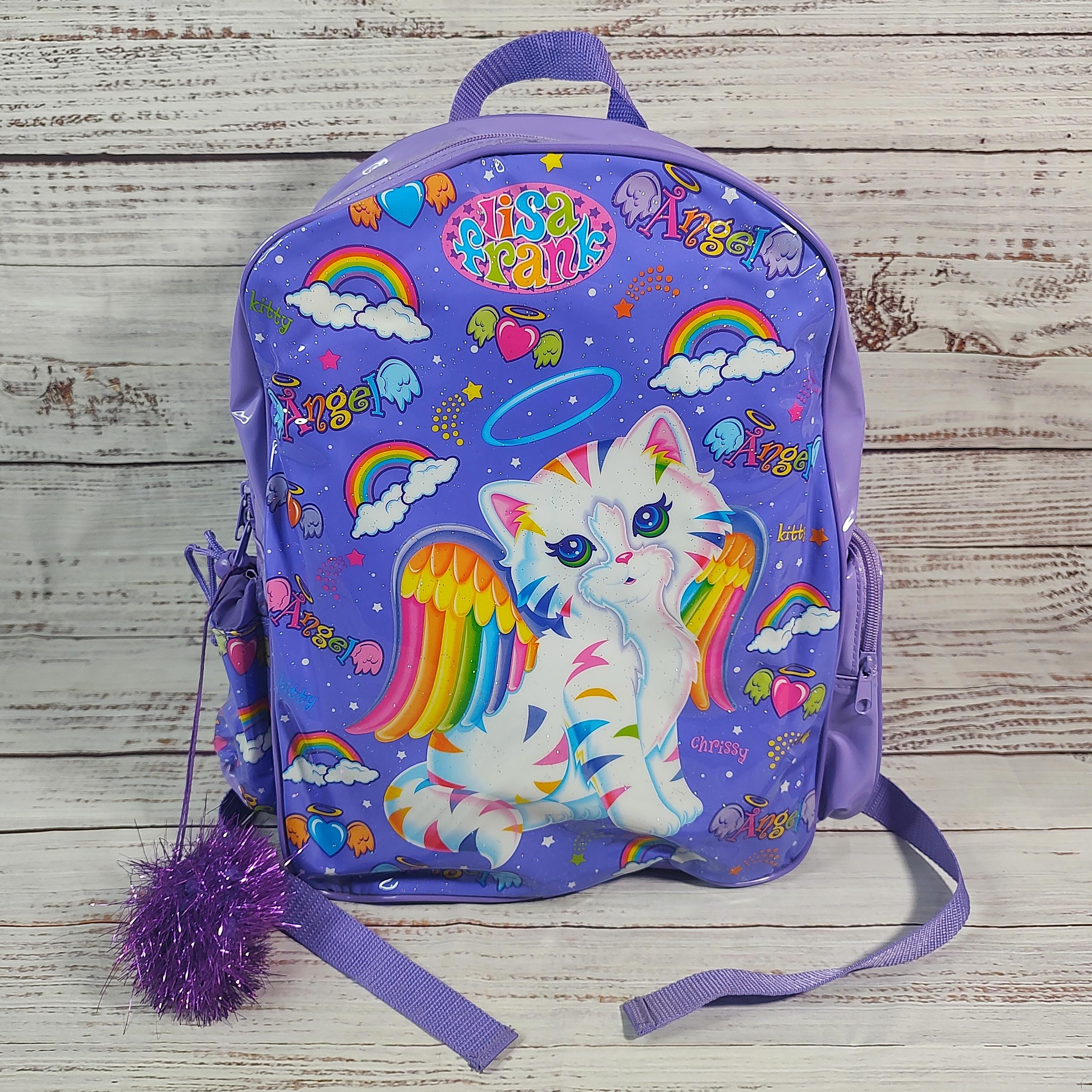 Vintage Vinyl LISA FRANK Bookbag Backpack Chrissy Angel Kitty Cat