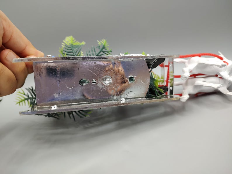 Vintage Plastic Santa Sleigh Reindeer Centerpiece / Decoration