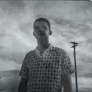 Handsome Young Man Standing in Lightning Storm / Art Antique Photography / Original Vintage Photo Snapshot / Found Photo
