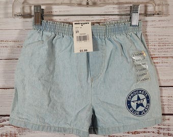 Vintage Kids Shorts / Blue / NOS New Old Stock NWT New With Tags 1990s 90s / 3T