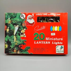 Vintage 20 Miniature Lantern Lights / Christmas Tree Decorations String of Lights / Retro Vintage / 1970s 70s