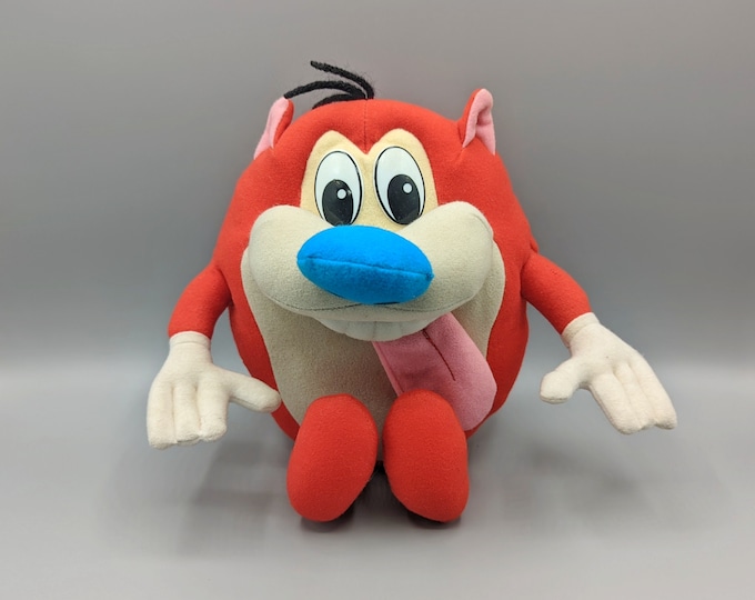 1992 Nickelodeon Mattel Ren and Stimpy Show Stimpy Plush Doll / Stuffed