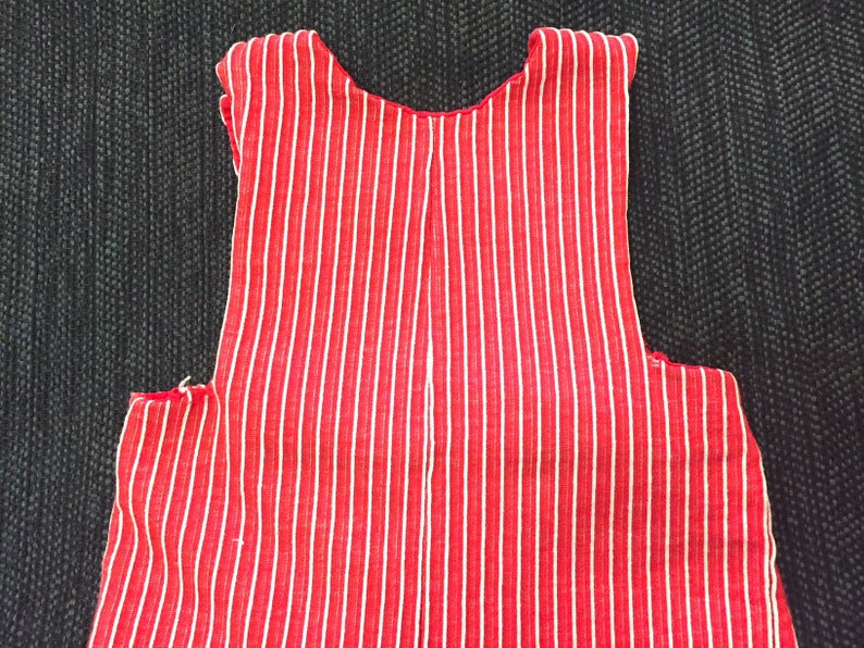 Vintage Red Striped Baseball Bunny Baby Jumpsuit Jumper Overall