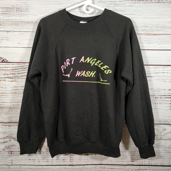 Vintage Sweater / Port Angeles Washington Tourist / 1980s 80s / 1990s 90s / Sweat Shirt / Retro / Large L