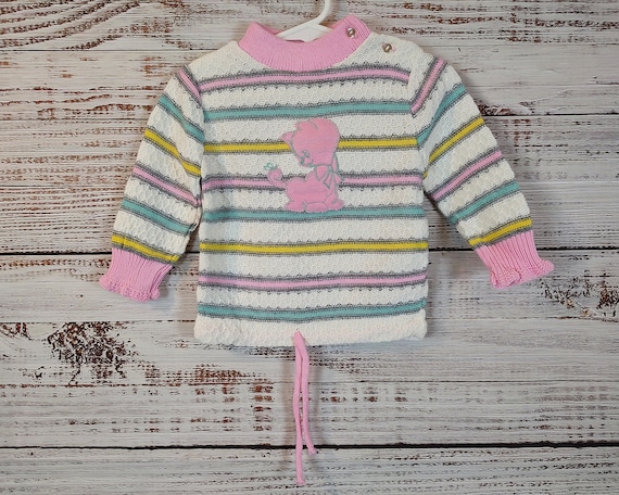 Vintage Toddler Knit Sweater / Striped Stripes / … - image 1