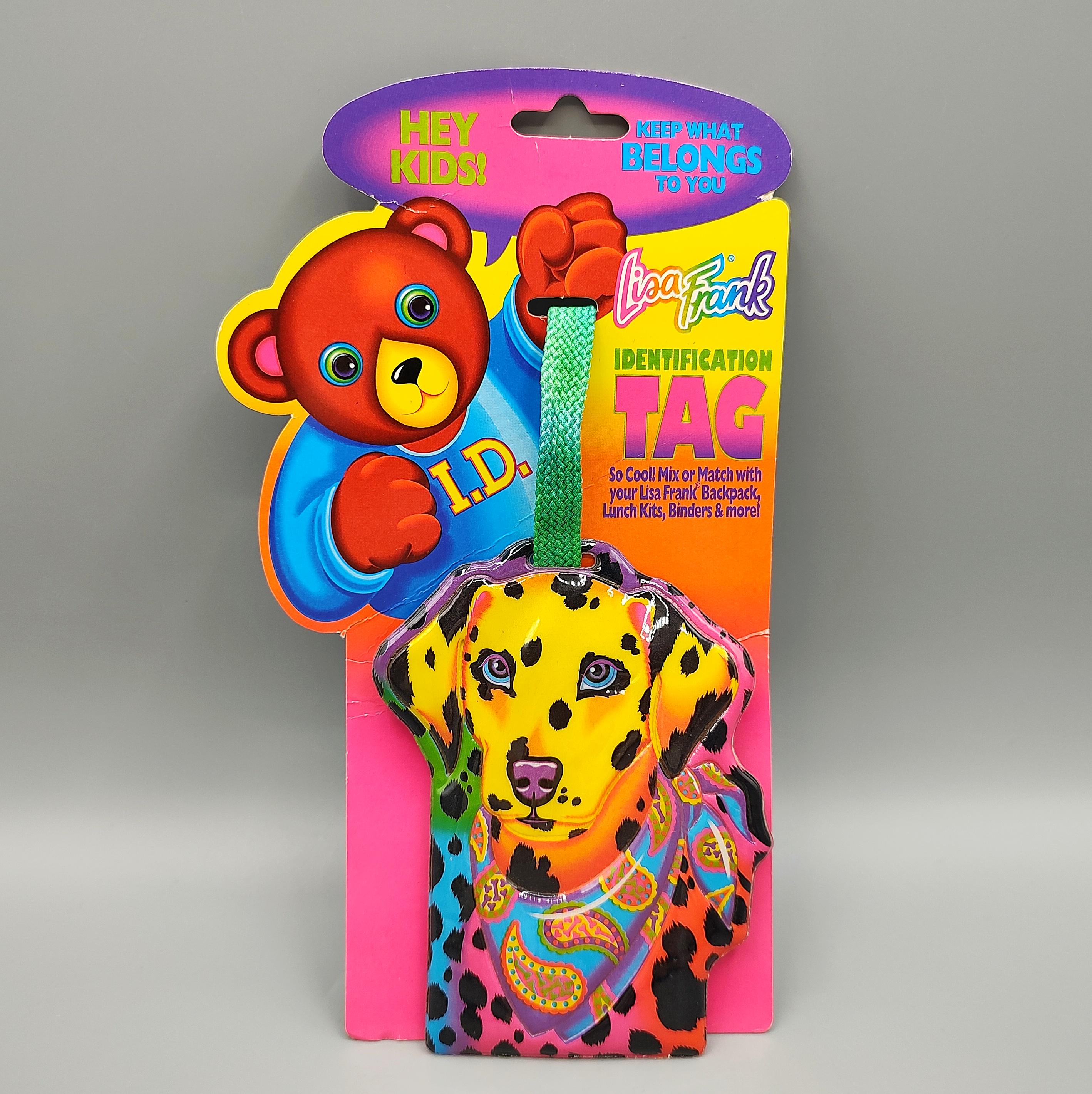 Vintage Lisa Frank Identification Luggage Tag Dalmation Rainbow