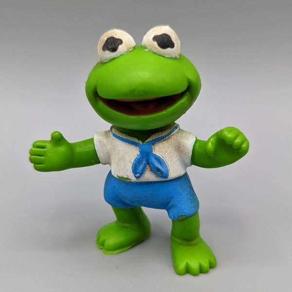 Kermit the Frog Toy Muppet Babies Figure Vintage 80s PVC Hasbro Jim Henson / Vintage Toy / Retro PVC Figure