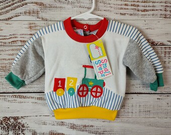 Vintage Baby Sweater / Graphic Pullover / NOS New Old Stock NWT New With Tags / 6M 6 months 3M 3 Months