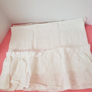 White Linen Ruffled Pillowcase Pair Standard/Queen Size Raw Ruffle Edge French Seams Closed Hems