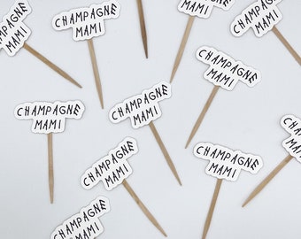 Champagne Mami Cupcake Topper | Champagne Papi, bachelorette, bachelor, party, hip hop party, worst behavior with my woes