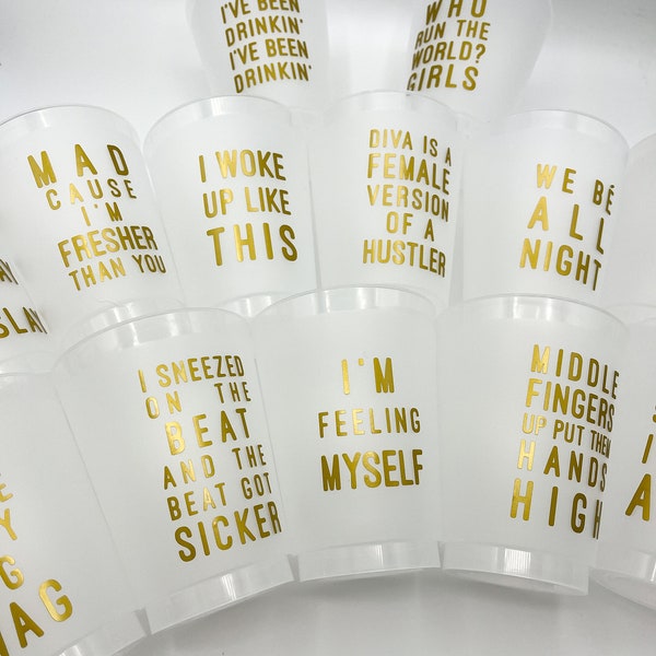 Beyonce Lyrics Vinyl Cup Stickers | Bachelorette, Bey Party, I Slay, We Be All Night, Queen Bee, Who Run The World Girls, Renaissance