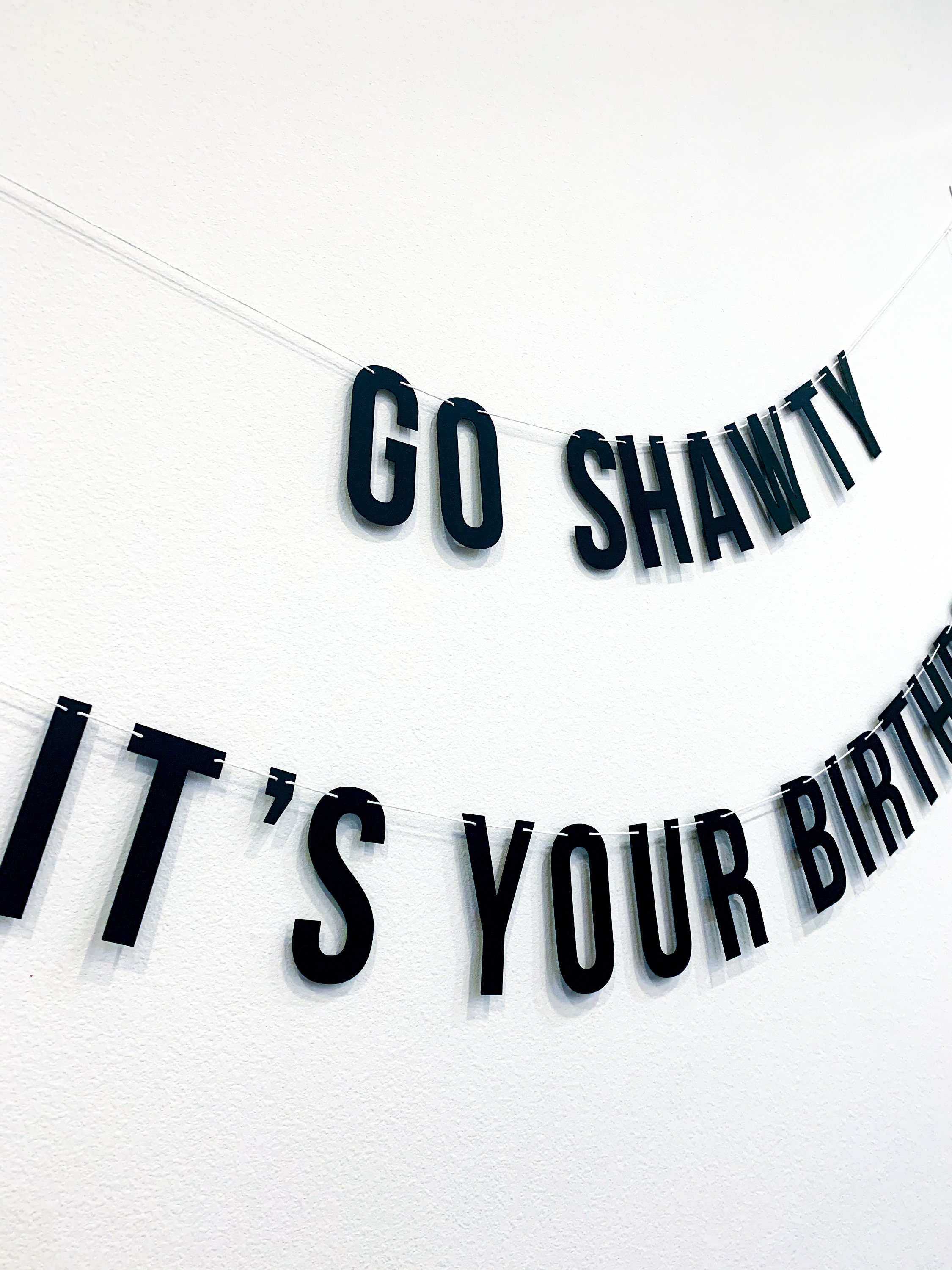 Go Shawty It's Your Birthday Banner, Hip Hop Birthday Party Decorations  Supplies, Rap Theme Bday Bunting Sign, Pre-strung, Photo Props (Rose Gold)