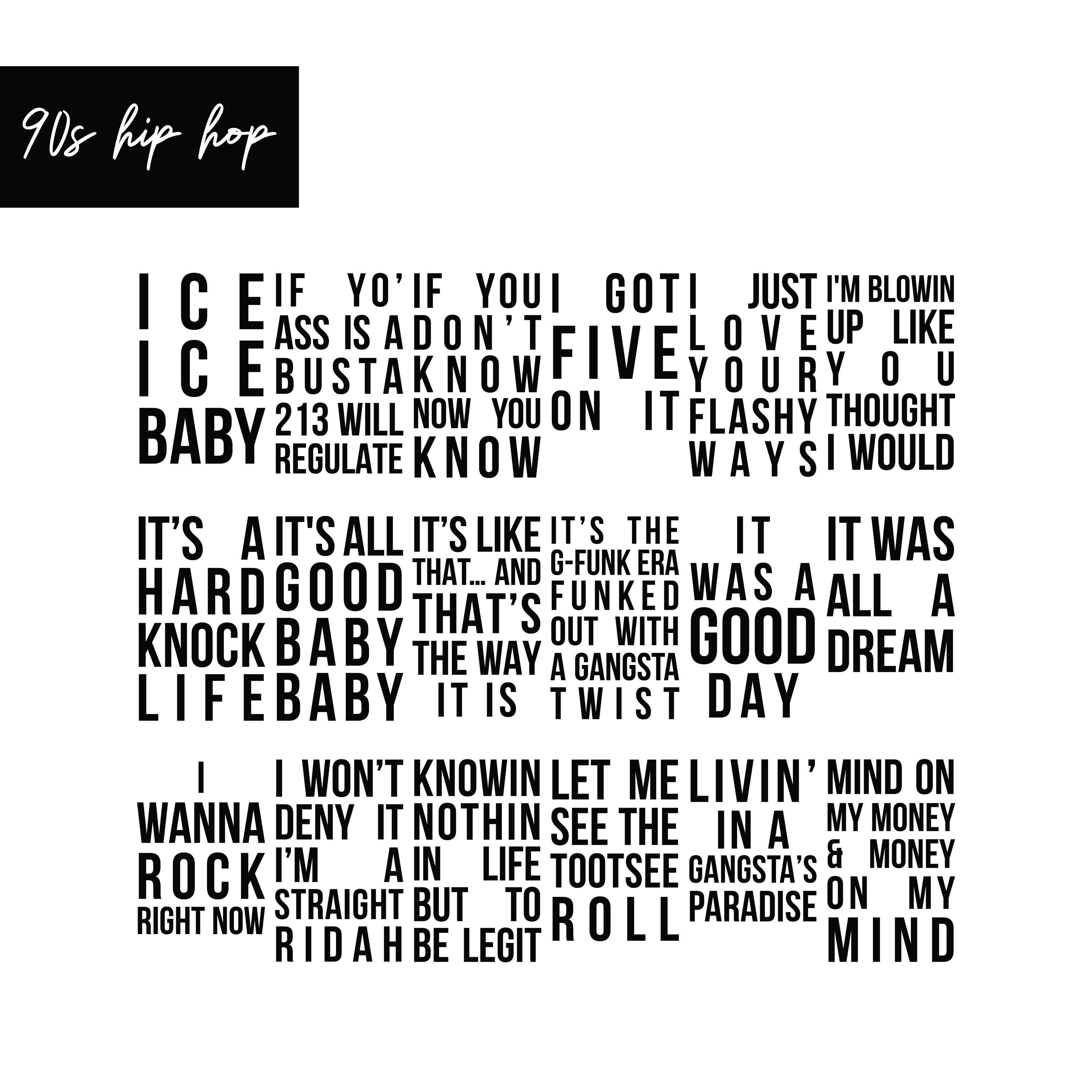 90s Party Decoration Hip Hop Lyrics Vinyl Cup Stickers | Birthday ...