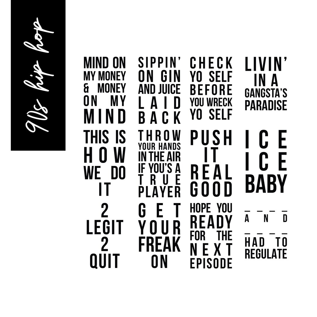 90s Hip Hop Lyrics Vinyl Cup Stickers Birthday Etsy