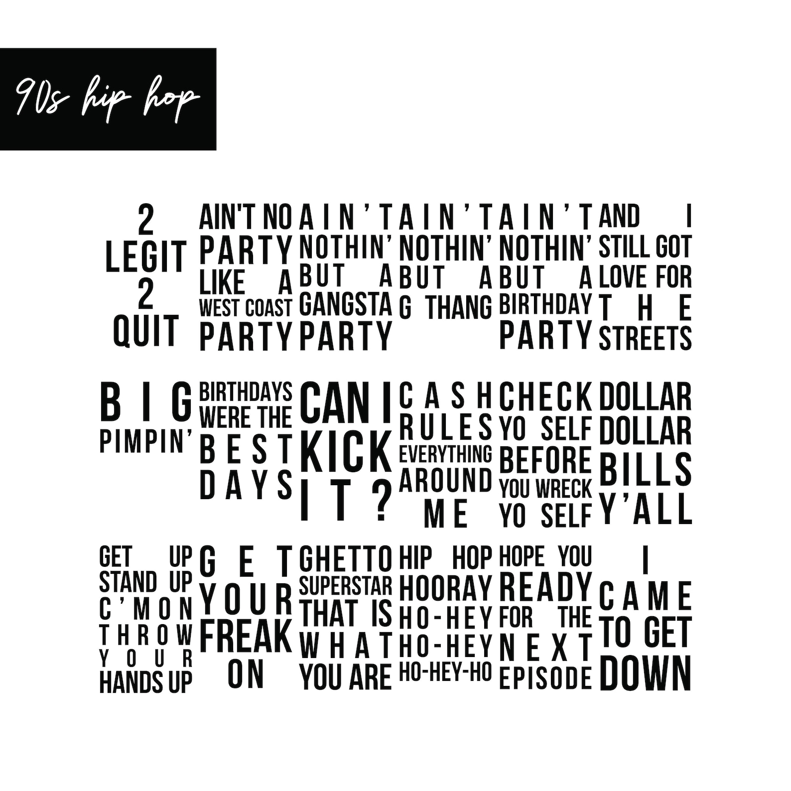 90s Party Decoration Hip Hop Lyrics Vinyl Cup Stickers | Birthday ...