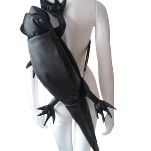 New, handmade cool, avantgarde and extravagant imitation leather black dragon backpack