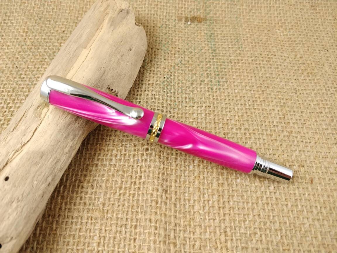 Stunning pink fountain pen ink pen handmade pen Etsy