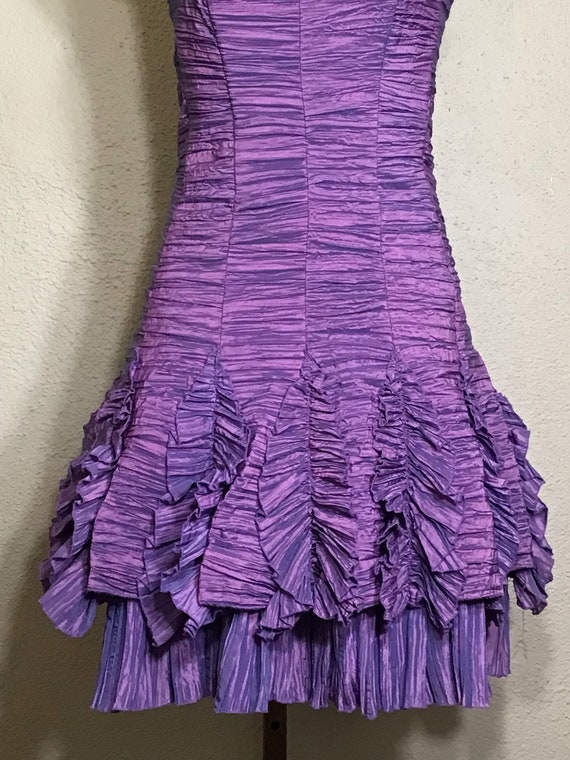 90s Jessica McClintock Purple Strapless Ruched Ru… - image 6