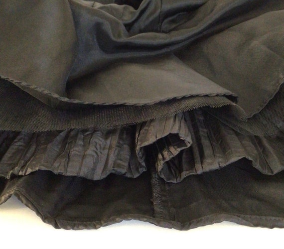 90s Let’s Fashion Black Ruched Ruffled Spaghetti … - image 3