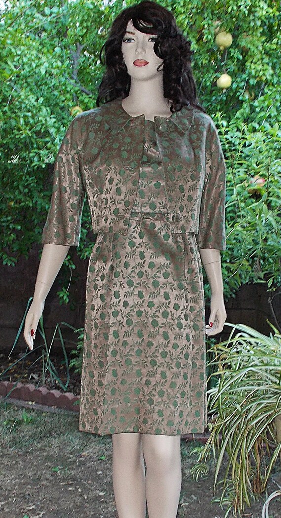 2 Pcs 50s Leslie Fay Original Green Mocha Latte F… - image 1