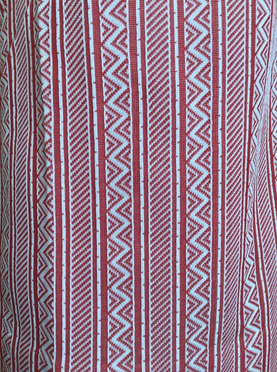 70s MOD Red White Geometric Striped Short Sleeve … - image 3