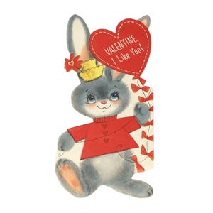 Biglietto d'auguri vintage / Biglietto Hallmark / Coniglietto / "Mi piaci" / Biglietto inutilizzato / San Valentino / Biglietto stagionale / Biglietti di amicizia