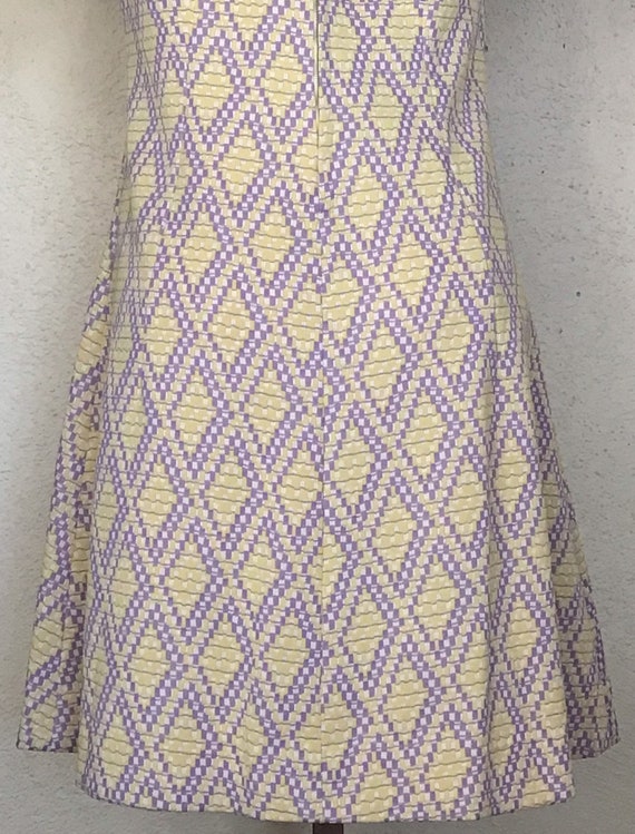 70s MOD Geometric Purple Yellow Polyester Knit Ha… - image 6
