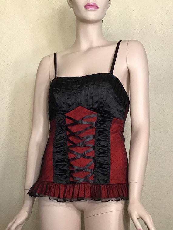 00s Ole Ole Black Red Sexy Crotchless Teddy Top W… - image 6