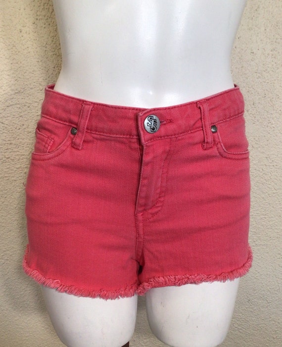 80s STS Blue Pink Denim Jean Cutoff Summer Shorts - image 5