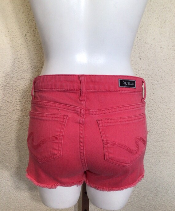 80s STS Blue Pink Denim Jean Cutoff Summer Shorts - image 8