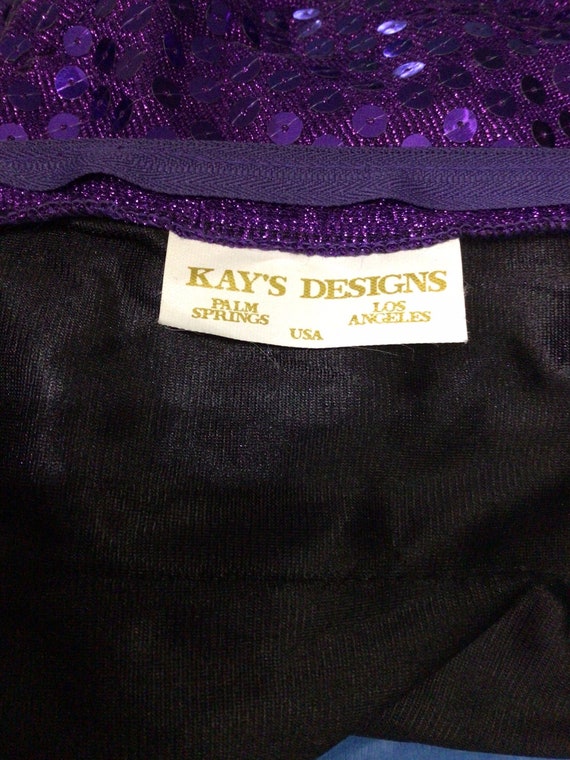 90s Kays Designs Purple Sequin Cutout Open Back S… - image 2