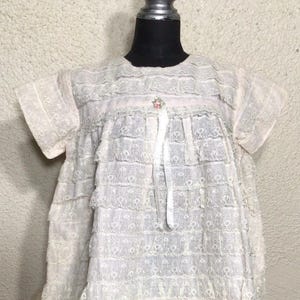 Vintage 60s Nannette Baby Girl Dress: Pink White Floral Lace