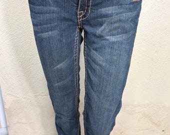 Vintage L.A. Idol USA. New Fashion USA Distressed Blue Jeans Low Waist Straight Leg Denim Pants